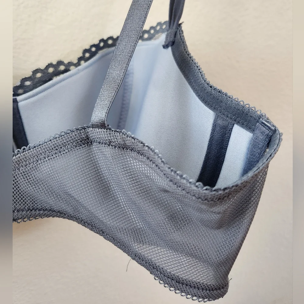 B.Tempt'd by Wacoal Women's Ciao Bella‎ Lace Balconette Bra Blue Gray 36DDD NWT